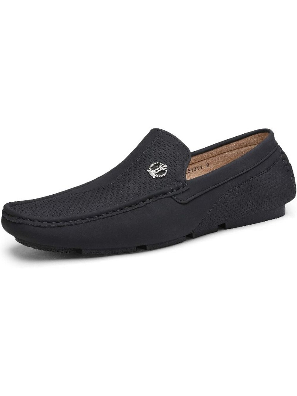 Bruno Marc Men's Black Round Toe Slip On Faux Leather Casual Moccasins Loafers